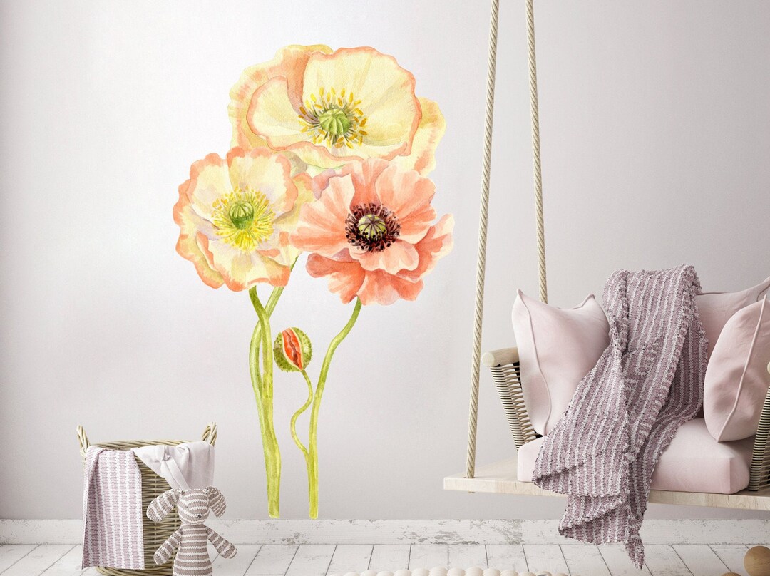 140 Stück Wandaufkleber Blumen | 30x22cm PVC | Für Kinderzimmer Deko