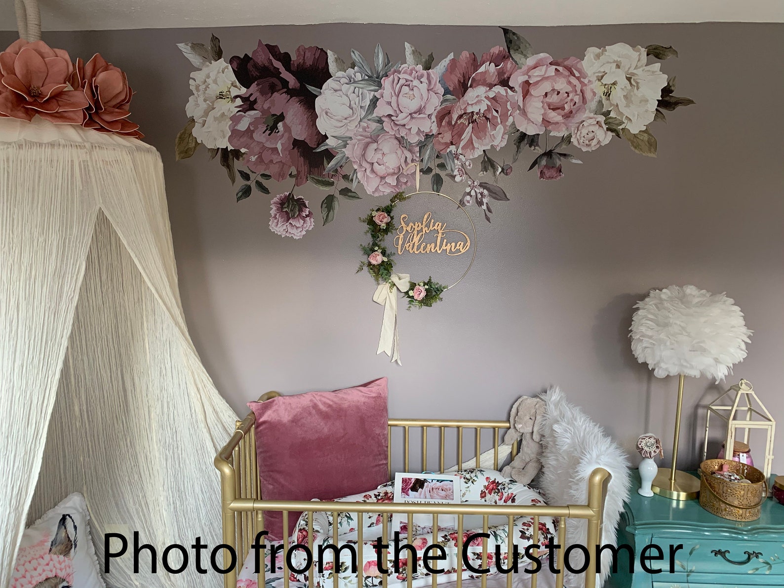 Peony Watercolor Flowers Wall Decals - Peony Colorful Wall Sticker ...