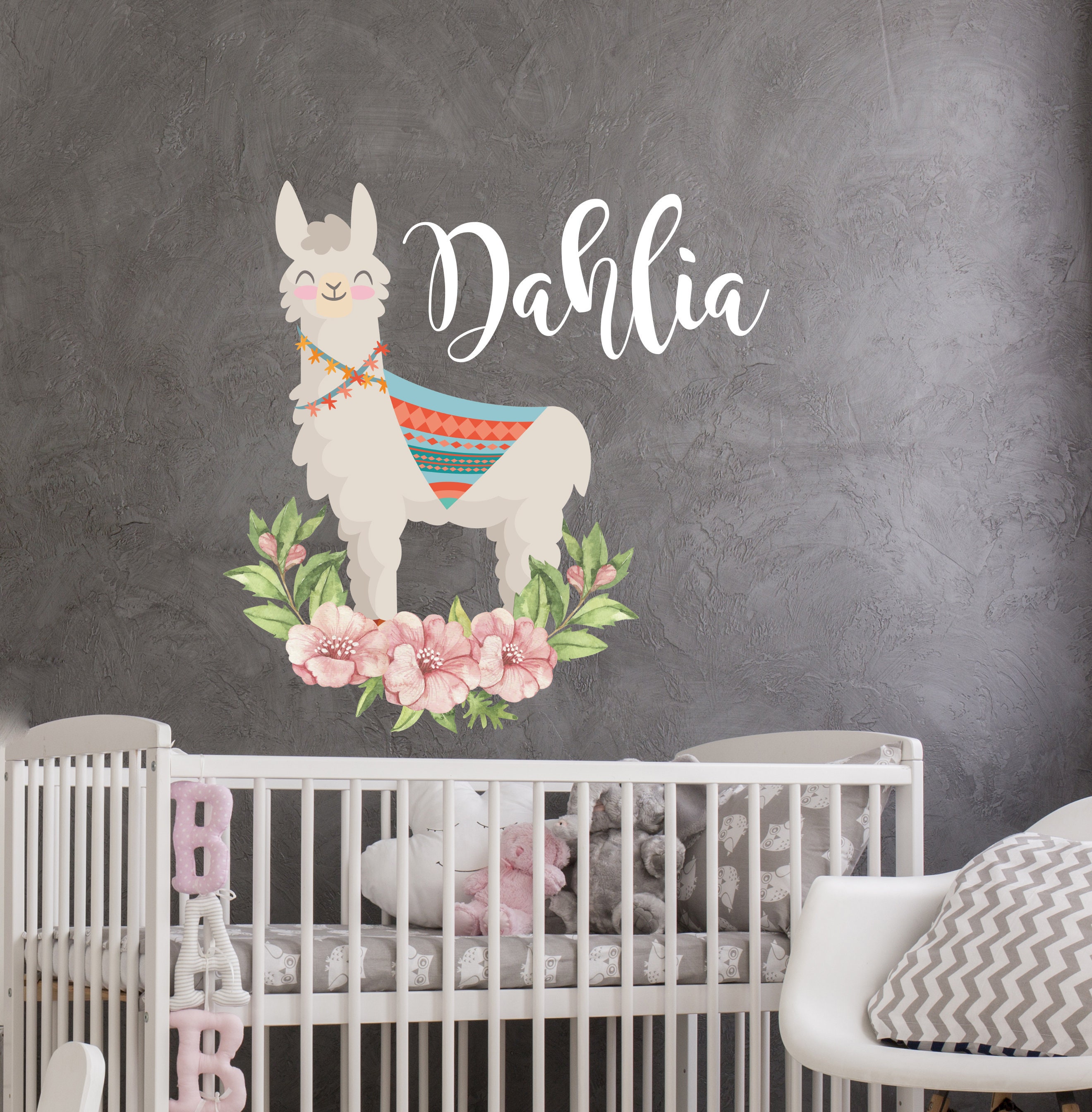 Llama Wall Decals / Custom Personalized Girls Name / Alpaca Etsy