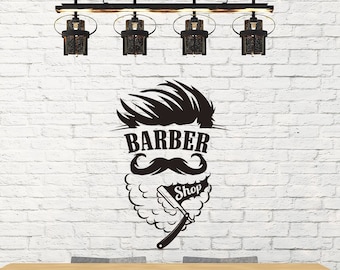 Barbershop Sign Wall Decals. Barber Shop Decals. Man Salon Haircut. Logo Beauty Salon. Sweet Hipster Vinyl Sticker Decor. Wall Art R133