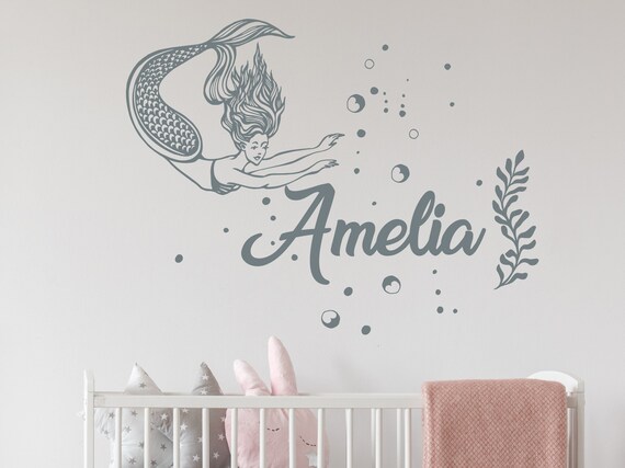 mermaid name wall decal mermaid decal nursery stickers | etsy