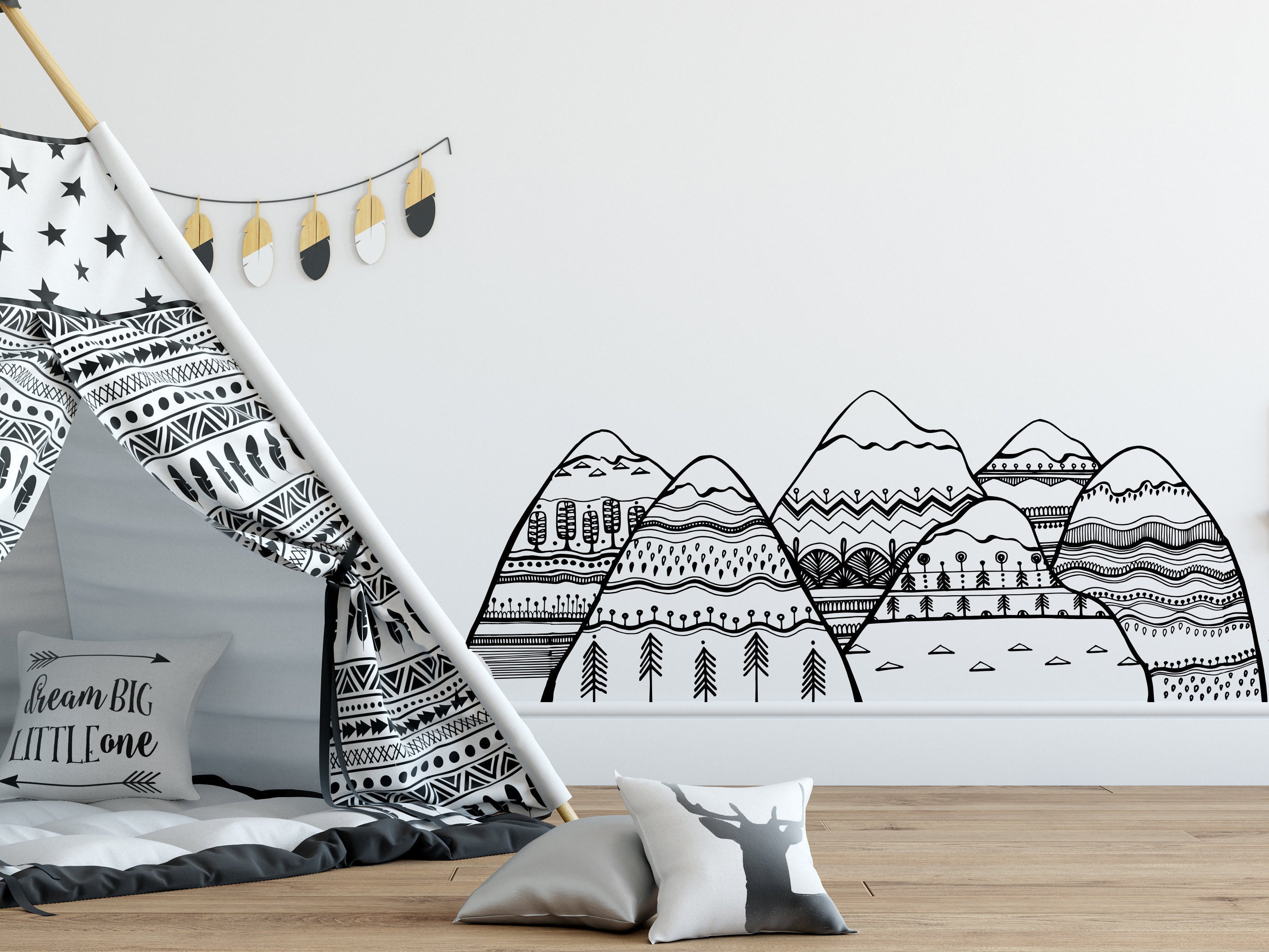 Mountain Wall Decal for Kids Mountain Wall Decor Baby Room Etsy