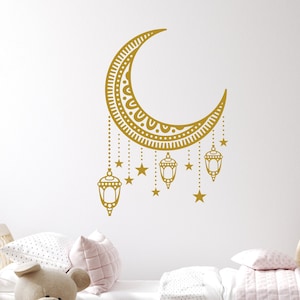 Stars And Moon Wall Decals. Wall Decal. Boho Style. Kids Room Wall Sticker. Nursery Decor. Celestial Decal. Nursery Wall Decal ME10