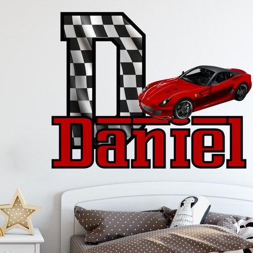 Race Car Personalize Name Wall Decal. Emblem Race Car. Etsy