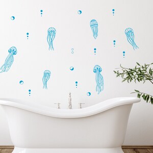 Jellyfishes Wall Decal / Nautical Bathroom Decals / Nautical Bathroom Decor / Sea Life Wall Decals Sticker / Vinyl Sticker Wall Art R41 image 3