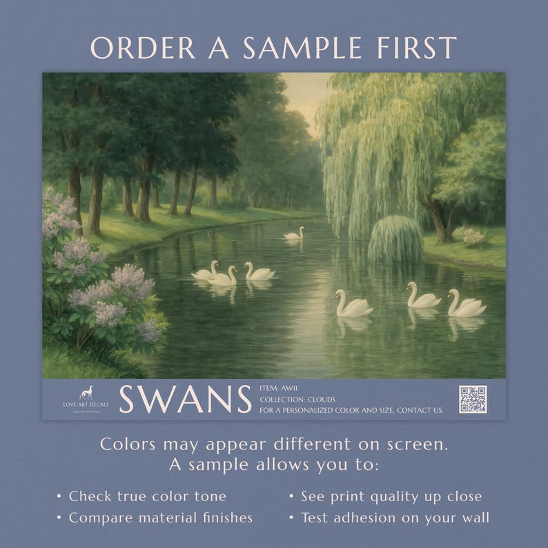 Swan Lake Peel and Stick Wall Mural, Calm Landscape Nature Wallpaper with Forest and Swans, Romantic Vintage Style Art for Living Room image 12