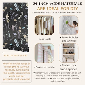 Sage Green Floral Wallpaper Peel and Stick, Cottage Kitchen Wallpaper Roll, Boho Wildflower Wallpaper Removable, PVC Free image 8