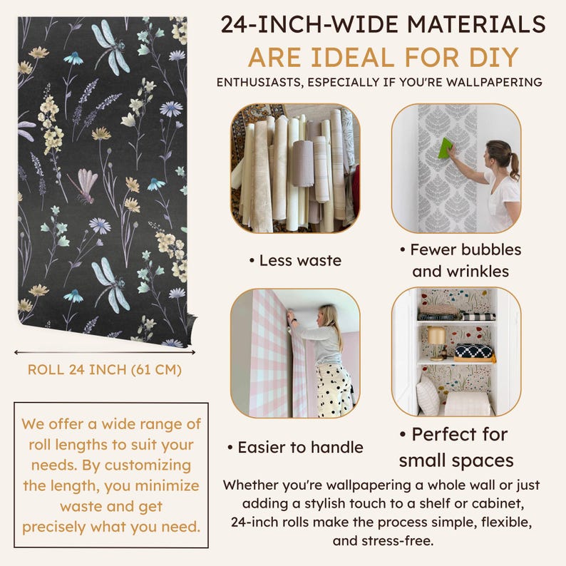 Sage Green Floral Wallpaper Peel and Stick, Cottage Kitchen Wallpaper Roll, Boho Wildflower Wallpaper Removable, PVC Free image 8