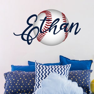 Custom Name Baseball Wall Decal. Baseball Decals. Baseball Wall Decor. Boys Name Baseball Nursery Stickers. Sports Theme Boys Room R121