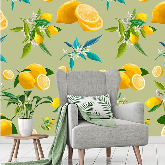 Lemon Wallpaper Peel and Stick Wallpaper for Walls Kitchen | Etsy