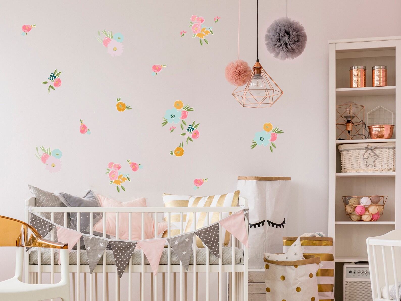 Watercolor Flowers Wall Decal Floral Fields Nursery Wall Etsy