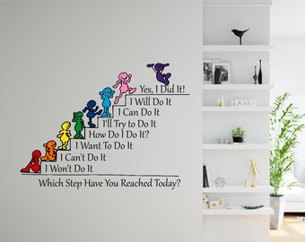 Office Decal Which Step Have You Reached Today. Motivation Quote Wall Sticker. Team Building Quotes. School Class Rooms Quote Decor  ME35