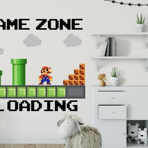 Game Zone Loading Wall Decal. Video Game Wall Decal. Playroom Wall Decor. Pixel Game Zone Loading. Gamer Wall Decals. Nursery Decor R110