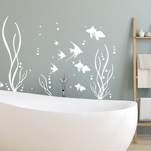 Nautical Wall Decals / Marine Life Decal / Marine Life Wall Decor / Nautical Bathroom Decal / Animal Sticker / Sea Ocean / Fish Seaweed ME4