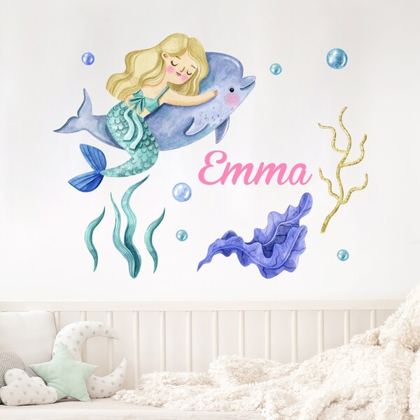 Déco Murale Sirène Pour Chambre De Bébé – Autocollant Mural Nursery, Fille (neuf)