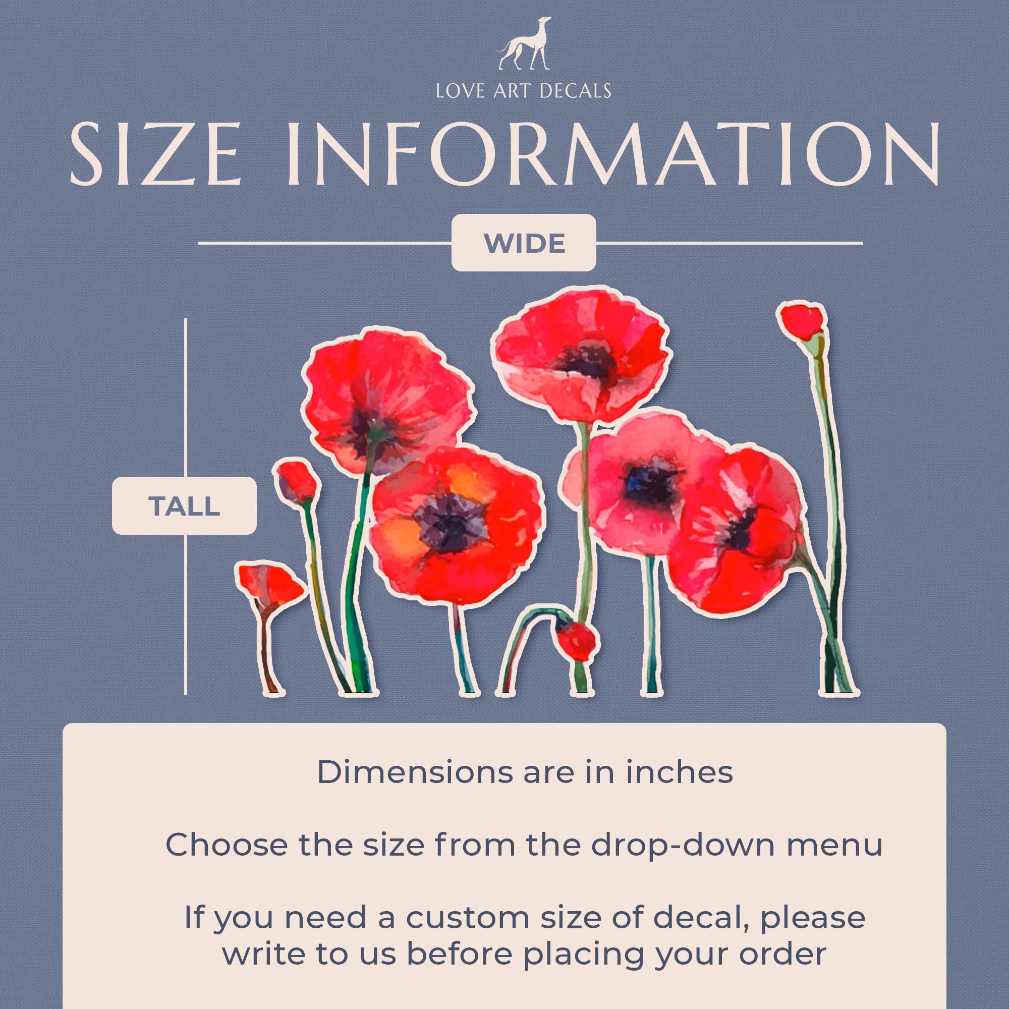 Watercolor Red Poppy Wall Decal, Hand Drawn Flower for Bedroom ...