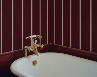 Modern Stripe Wallpaper Burgundy, Dark Red Wallpaper Removable, Deep Merlot Striped Wallpaper, Moody Peel & Stick and Traditional Wallpaper