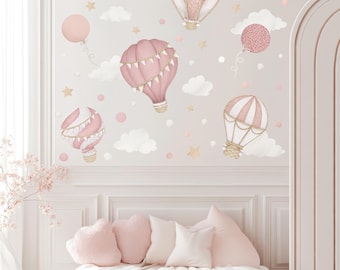Pink Balloon Kids Room Wall Sticker, Air Balloon Wall Decals, Nursery Decor, Balloon Stickers for Baby Room