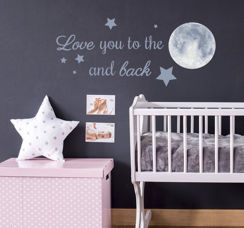 Love You to the Moon and Back Wall Decal Watercolor Moon - Etsy