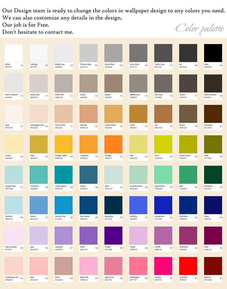 a color chart of different shades of paint
