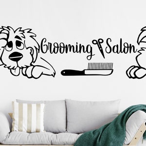 Vinilos decorativos para peluquería canina. Peine. Tijeras. Vinilo para perros. Decoración para peluquería canina. Letrero de peluquería canina. Vinilo decorativo ME24.