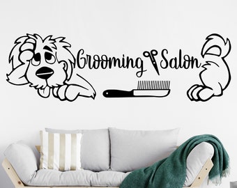 Adesivos de parede para salão de estética animal. Pente. Tesoura. Adesivo de cachorro. Decoração para salão de estética animal. Placa para salão de estética animal. Adesivo de parede para tosa de cães ME24