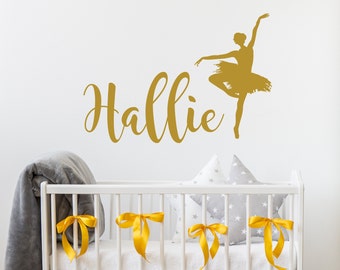 Ballerina Wall Decal - Baby Personalized Name - Girl Room Ballet Decor - Ballerina Wall Stickers - Ballet Dance - Ballerina Nursery ME34