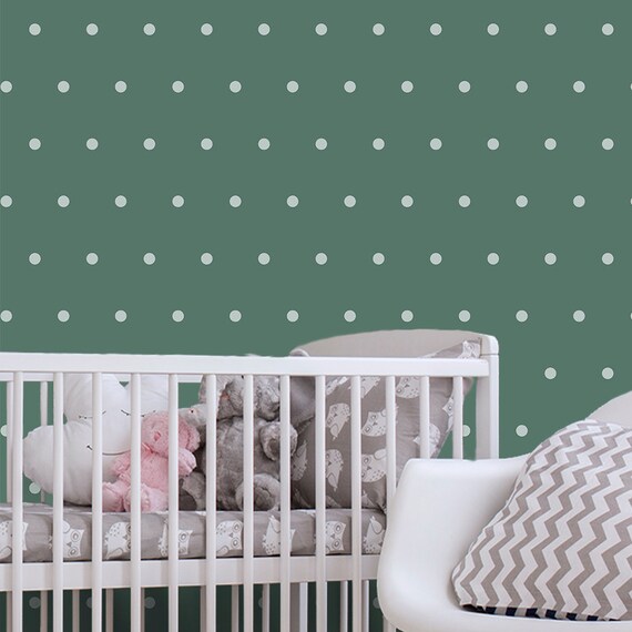 Polka Dots Wallpaper Polka Dot Green Wallpaper Removable Etsy