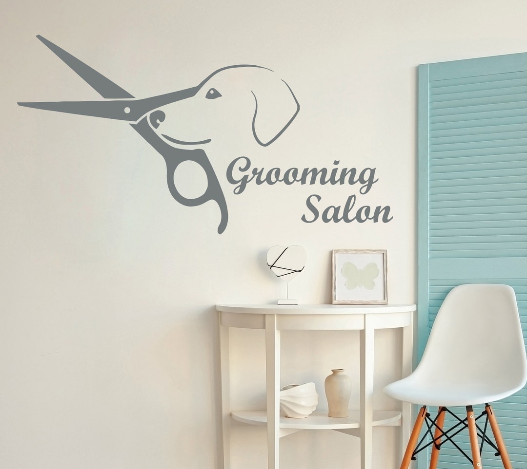 Grooming Salon Wall Decals. Dog Decal. Scissors Vinyl Sticker. Etsy