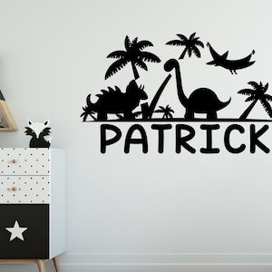 Dinosaur Nursery Wall Decal - Wall Decal Baby Name - Nature Wall Decor - Dinosaur Wall Decor - Boy Custom Name - Dinosaur Theme R158