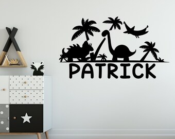 Dinosaur Nursery Wall Decal - Wall Decal Baby Name - Nature Wall Decor - Dinosaur Wall Decor - Boy Custom Name - Dinosaur Theme R158