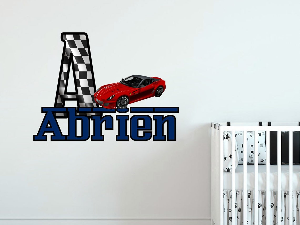 Race Car Personalize Name Wall Decal. Emblem Race Car. Etsy