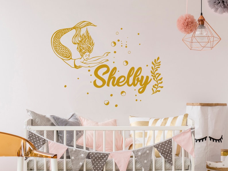 Mermaid Name Wall Decal Mermaid Decal Nursery Stickers Etsy