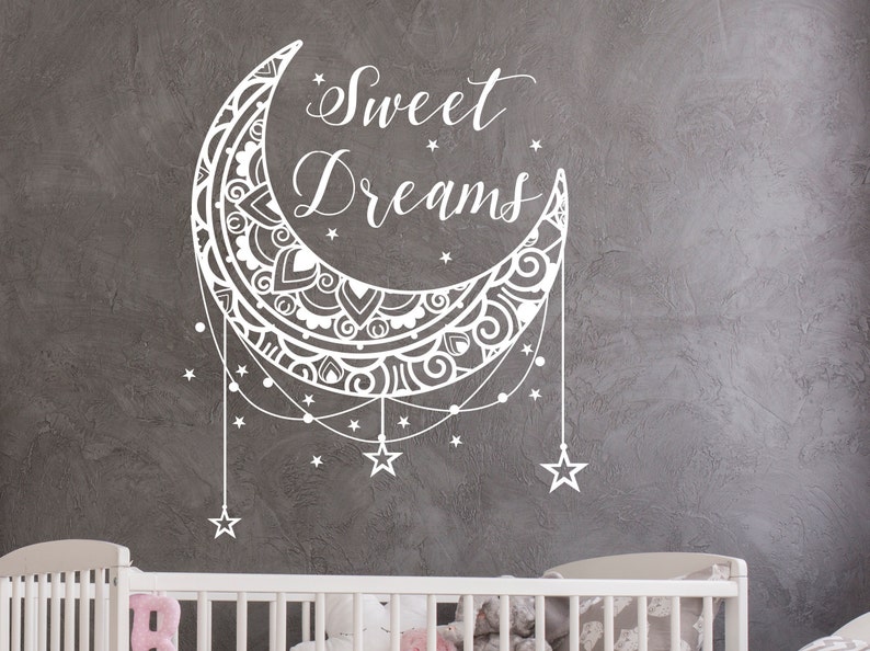 Sweet Dreams Wall Decal Stars and Moon Wall Nursery Decor Etsy