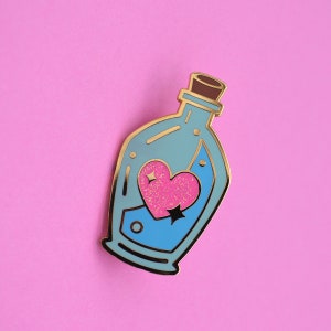 Heart Potion Hard Enamel Pin with Glitter