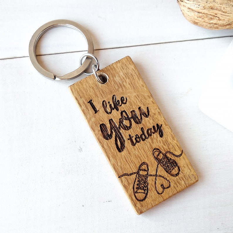 Love Keychain Gift for Boyfriend Custom Wood Keychain 5th Etsy