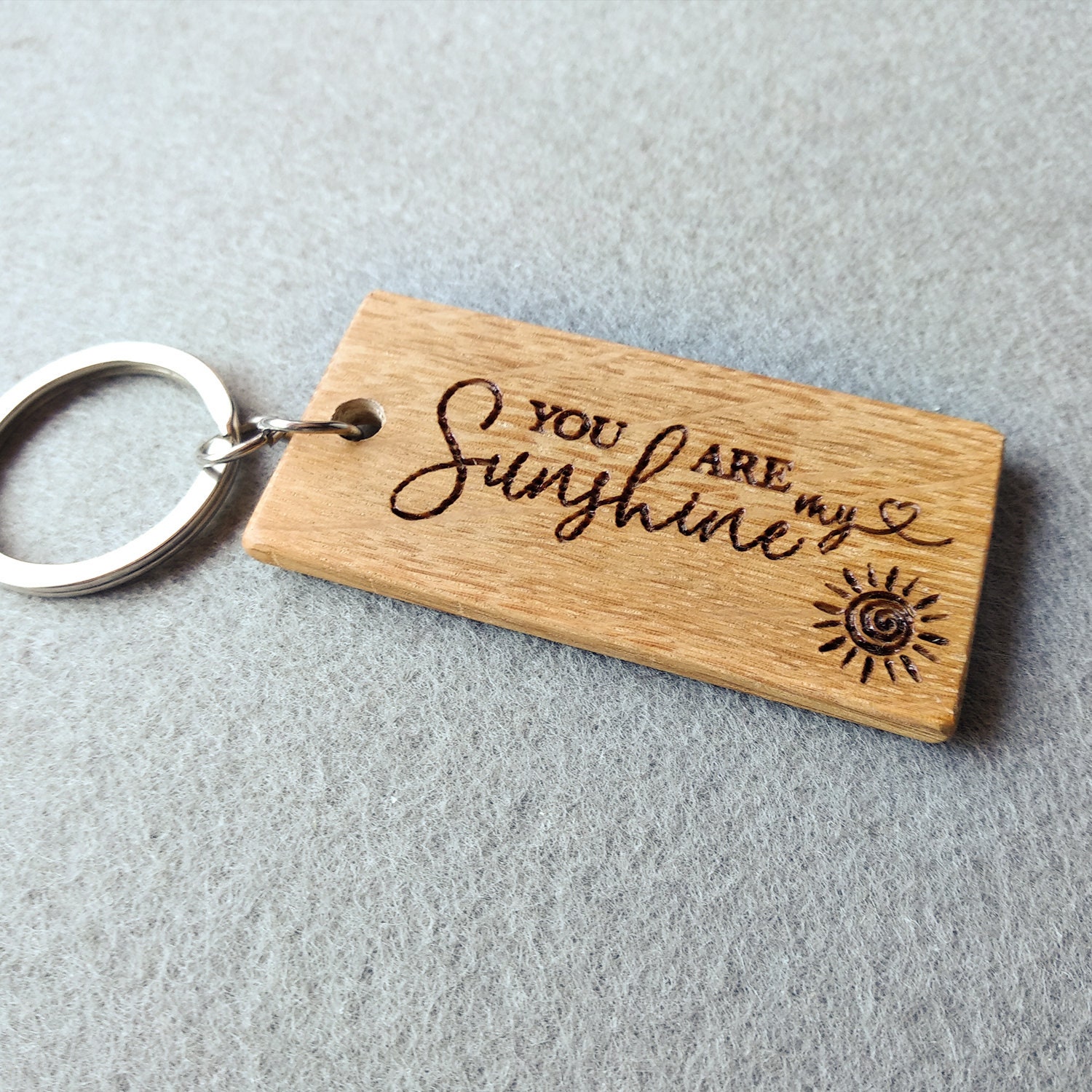 Love Keychain Wood Keychain 5th Anniversary Wood Engraved | Etsy