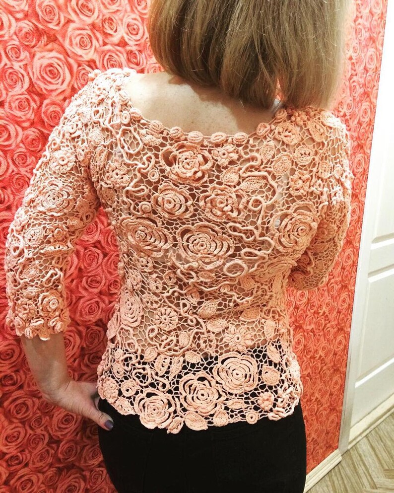 Knitted blouse in Irish lace technique Etsy