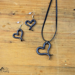 Ear ring pendant hand forged heart
