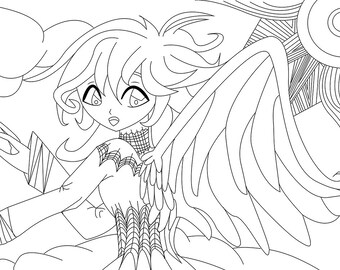 Angel Mermaid Fantasy Bundle 5 PDF Coloring Pages (Digital Download 5 Files)