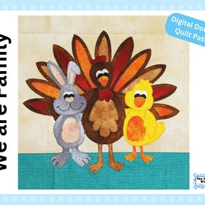 We are Family Quilt Block Pattern _ Digital Download 12 inch Thanksgiving Quilt Block from Block Mania Series image 1