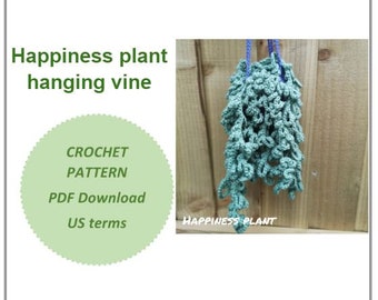 Crochet pattern for hanging plant/vine - no sewing (Happiness plant)