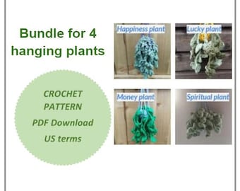 Crochet pattern bundle - four hanging vines/plants (no sewing)