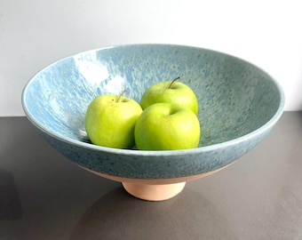 Large Ceramic Glazed Terracotta Anthropologie Pedestal Fruit Bowl