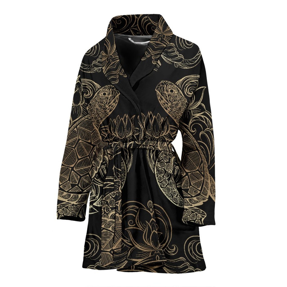 Unique Golden Sea Turtle Lover Bathrobe, Turtle Men and Women Bath Robe ...