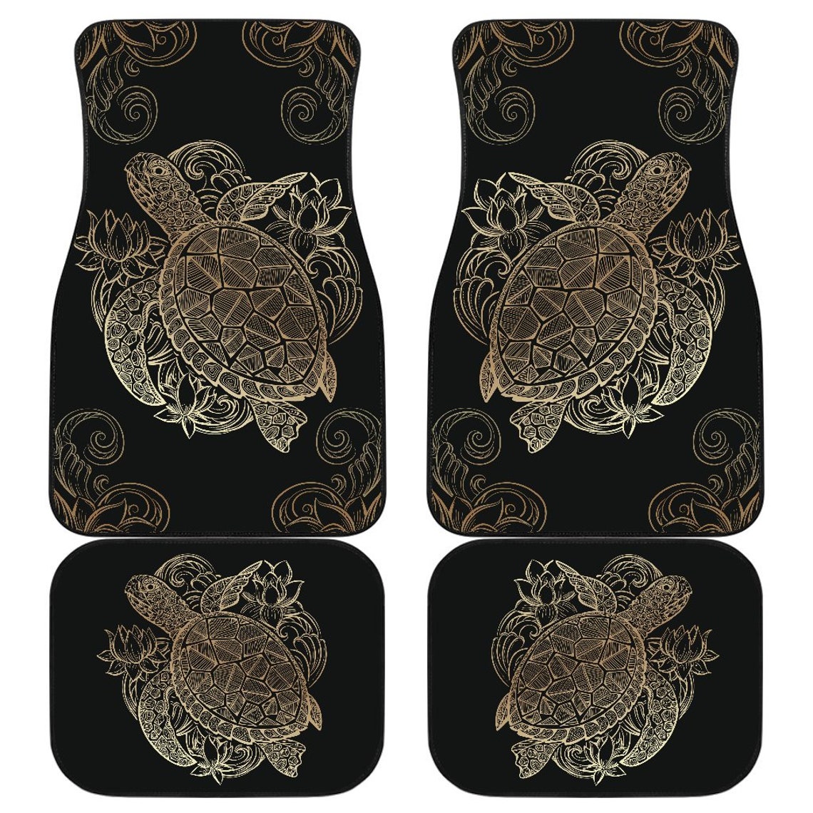 Sea Turtles Front and Back Car Mats, Turtle Car Floor Mats Set, Turtle