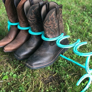 Rustic Horseshoe Boot & Shoe Rack | Hand Crafted | Shoe Storage | Cowboy Boots | Lone Ridge Trading