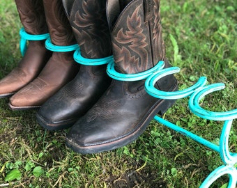 Rustic Horseshoe Boot & Shoe Rack | Hand Crafted | Shoe Storage | Cowboy Boots | Lone Ridge Trading