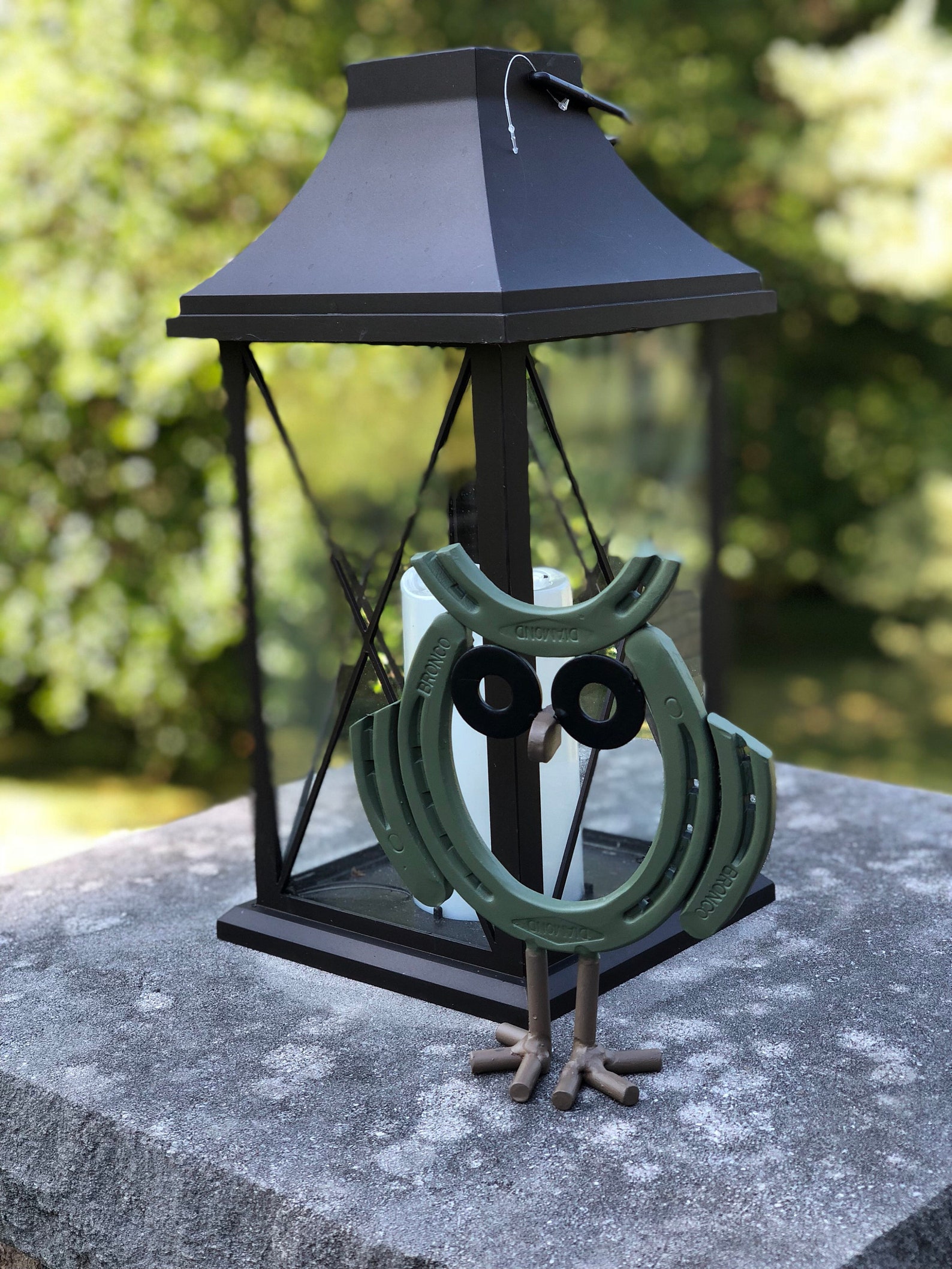 Rustic Horseshoe Owl Metal Art Hand Crafted Hand Painted Etsy