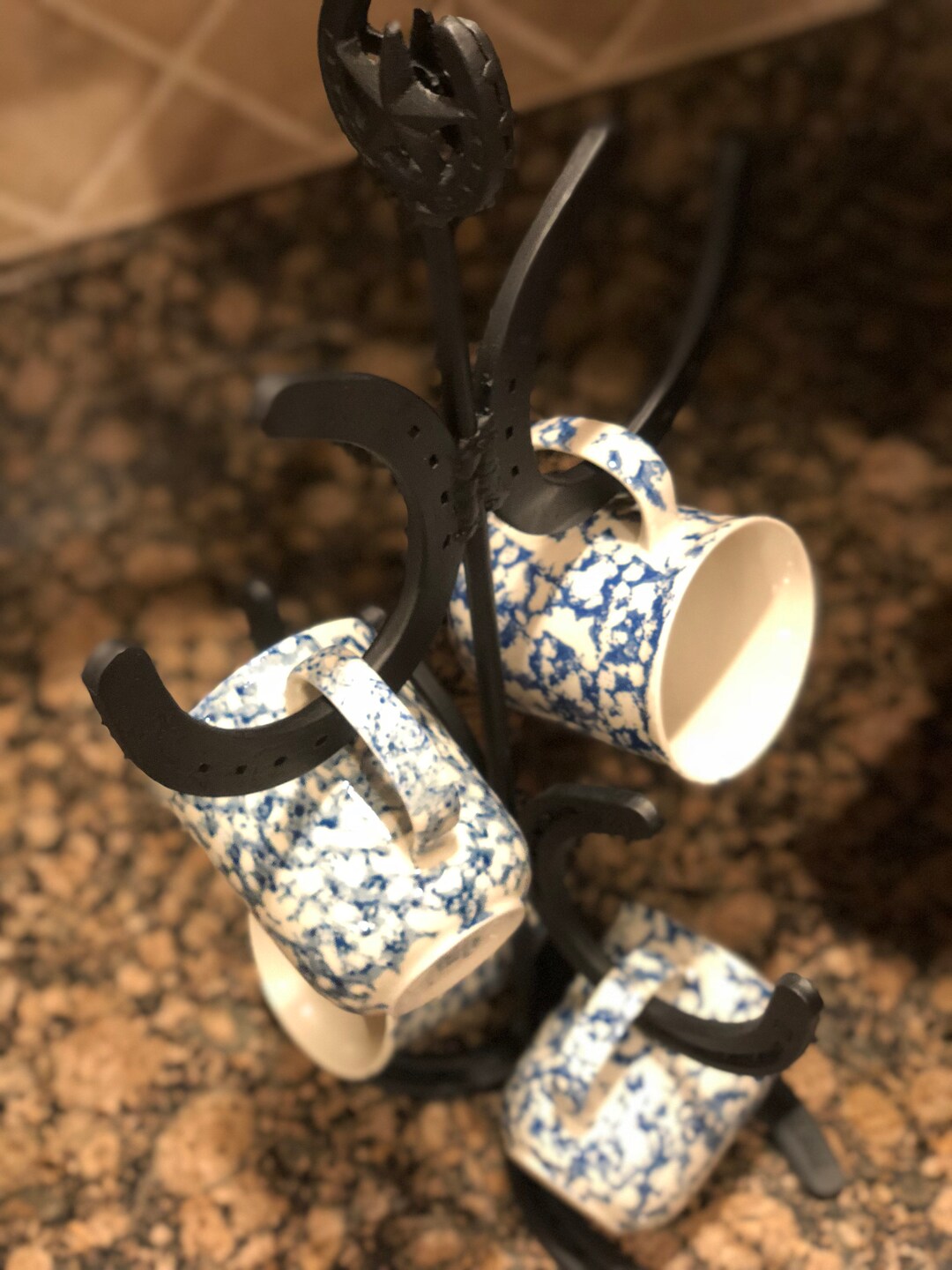 Rustic Horseshoe Coffee Mug & Jewelry Holder Hand Crafted Hand Painted